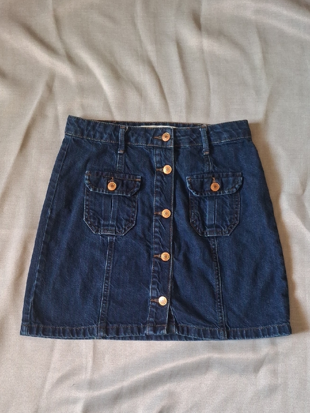 LC Waikiki Cargo Denim Mini Skirt Button Front Dark Wash US 4
